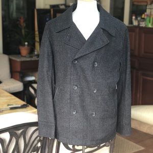 CK Double Breasted Houndstooth Plaid Peacoat L XL